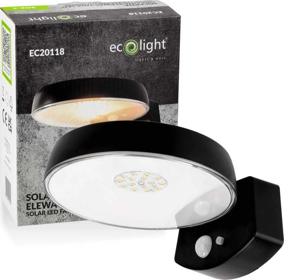 ECOLIGHT2 sieninis šviestuvas Saulės lempa Ecolight SOE-4 EC20118 lauko sieninis šviestuvas sieninis šviestuvas 1x1.2W LED 4000K juoda