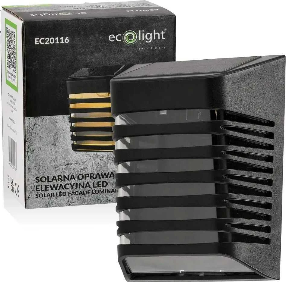 ECOLIGHT2 sieninis šviestuvas Saulės lempa Ecolight SOE-2 EC20116 lauko sieninis šviestuvas sieninis šviestuvas 1x0,25W LED 4000K juoda