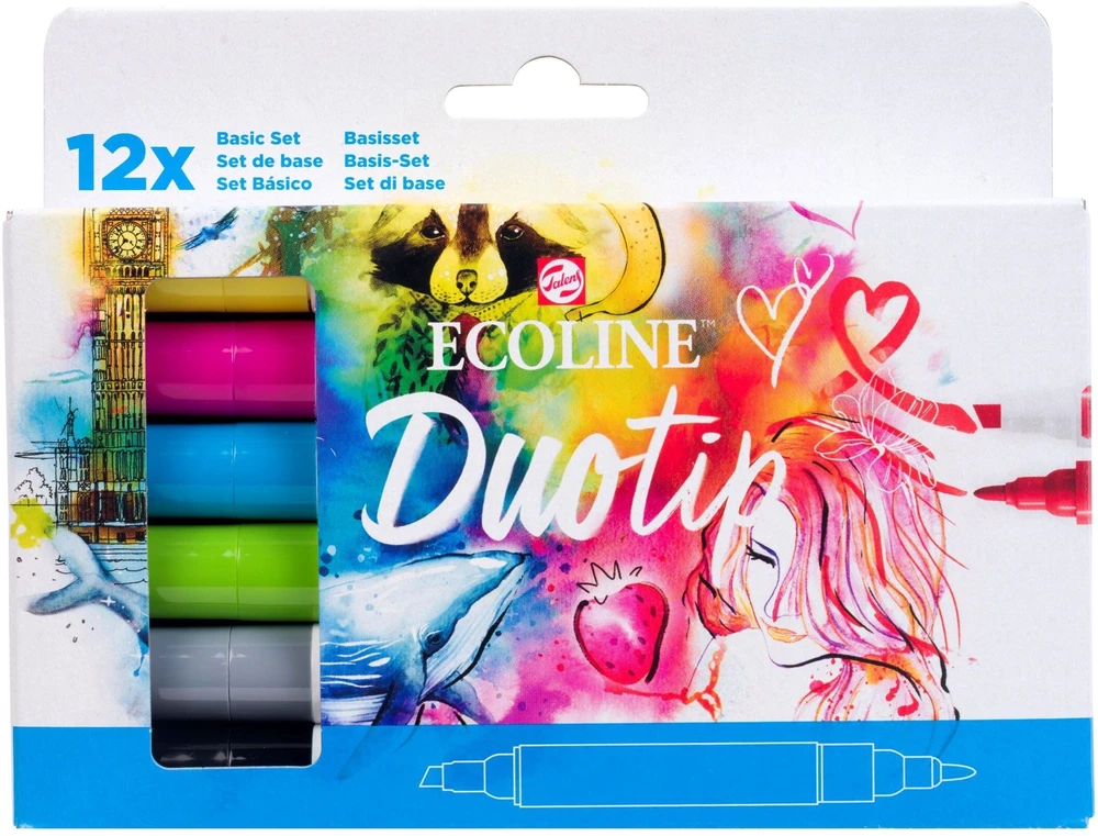 EcoLine Ecoline Duotip žymeklių rinkinys Basic | 12 spalvų