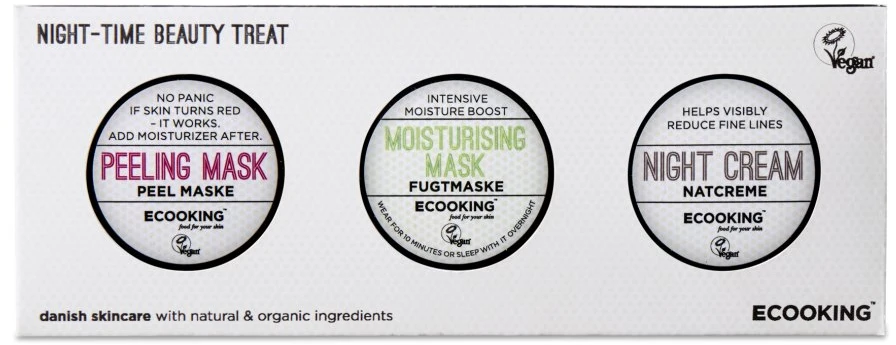Ecooking Night-Time Beauty Treat Set : , maitininantis, Night, Kremas Mask, For Face, 15 ml + , Moisturizing, Kremas Mask, For Face, 15 ml + , Peeling, Kremas Mask, For Face, 15 ml Unisex