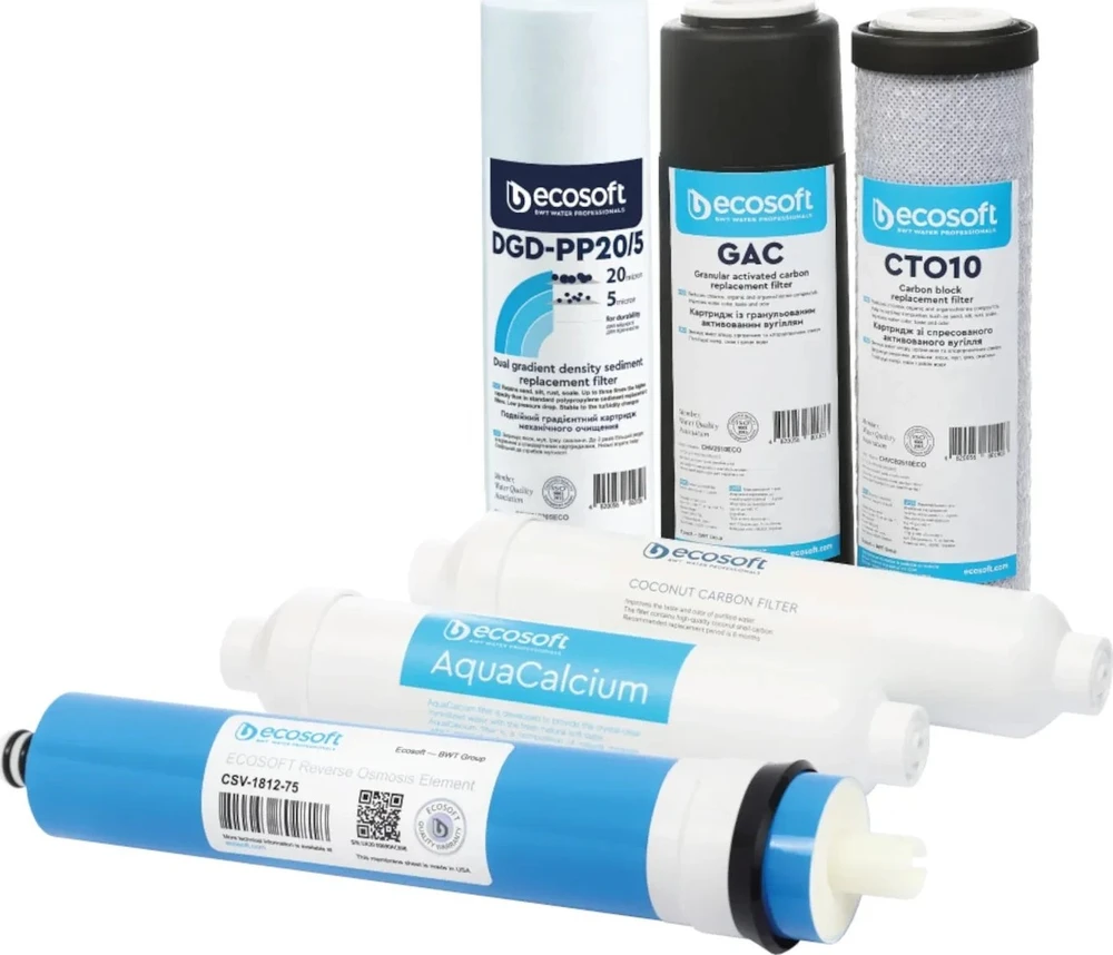 Filtravimo kasečių komplektas Ecosoft AquaCalcium, 10"