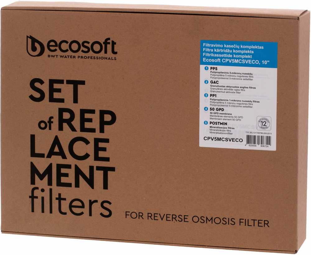 Filtravimo kasečių komplektas Ecosoft CPV5MCSVECO, 10"