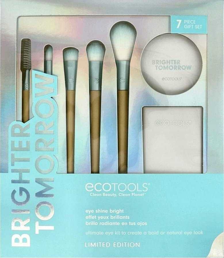 „Brighter Tomorrow“ rinkinys „EcoTools“: „EcoTools“ smailusis kaukė + „EcoTools“ dideli akių šešėliai + „EcoTools“ difuziniai akių šešėliai + „EcoTools“ precizinis žymeklis + „EcoTools“ antakių kontūro pieštukas + vienpusis kompaktiškas veidrodėlis + „EcoTools“ skardinė