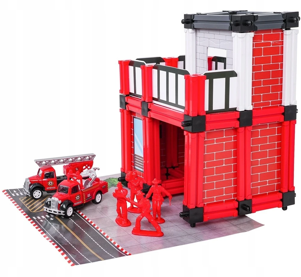 Ecotoys Ugniagesių garažo rinkinys + priedai ir figurėlės