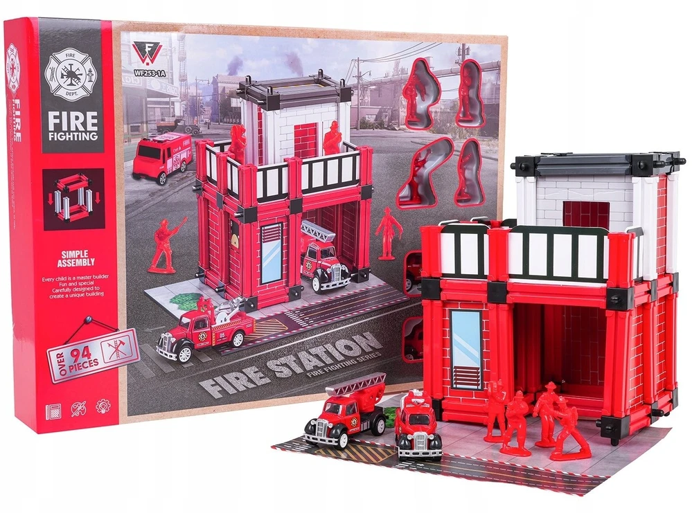 Ecotoys Ugniagesių garažo rinkinys + priedai ir figurėlės