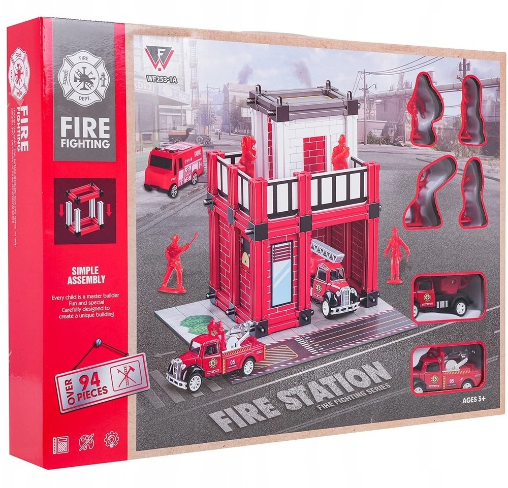 Ecotoys Ugniagesių garažo rinkinys + priedai ir figurėlės