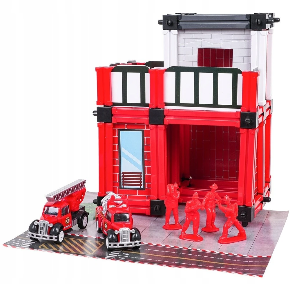 Ecotoys Ugniagesių garažo rinkinys + priedai ir figurėlės