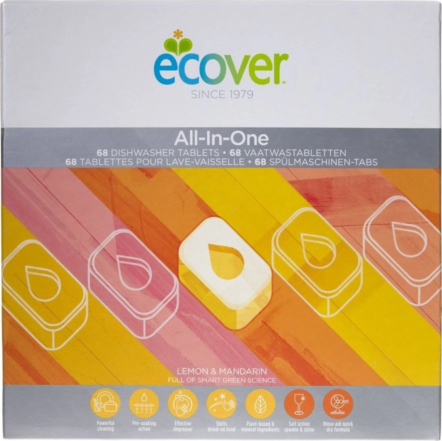 Indaplovių tabletės ECOVER All-in-one, 68vnt.