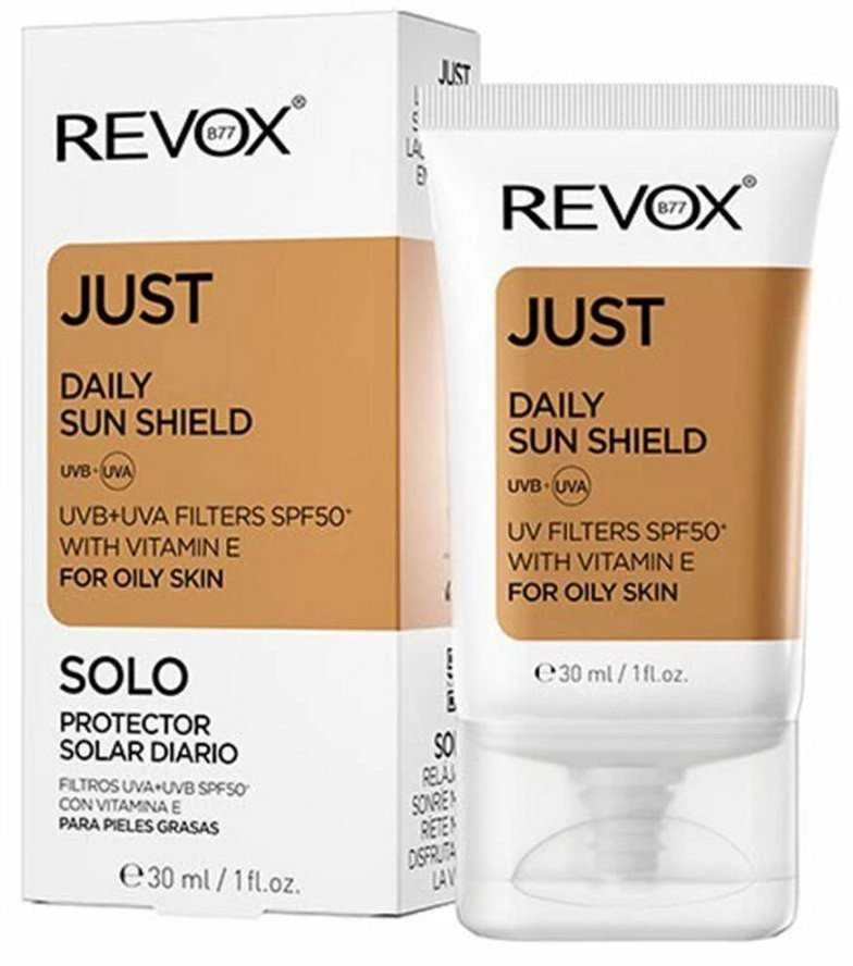 Revox B77 Just Daily Sun Shield Vitamin E Apsauga nuo saulės Sunscreen Kreminis For Face & Neck SPF 50+, 30 ml