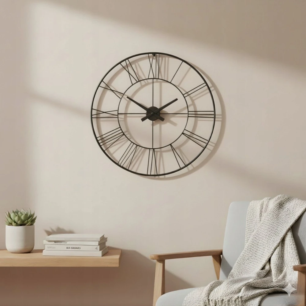 Edaxo Sieninis laikrodis industriiniu stiliumi ARATIO, Ø 70 cm