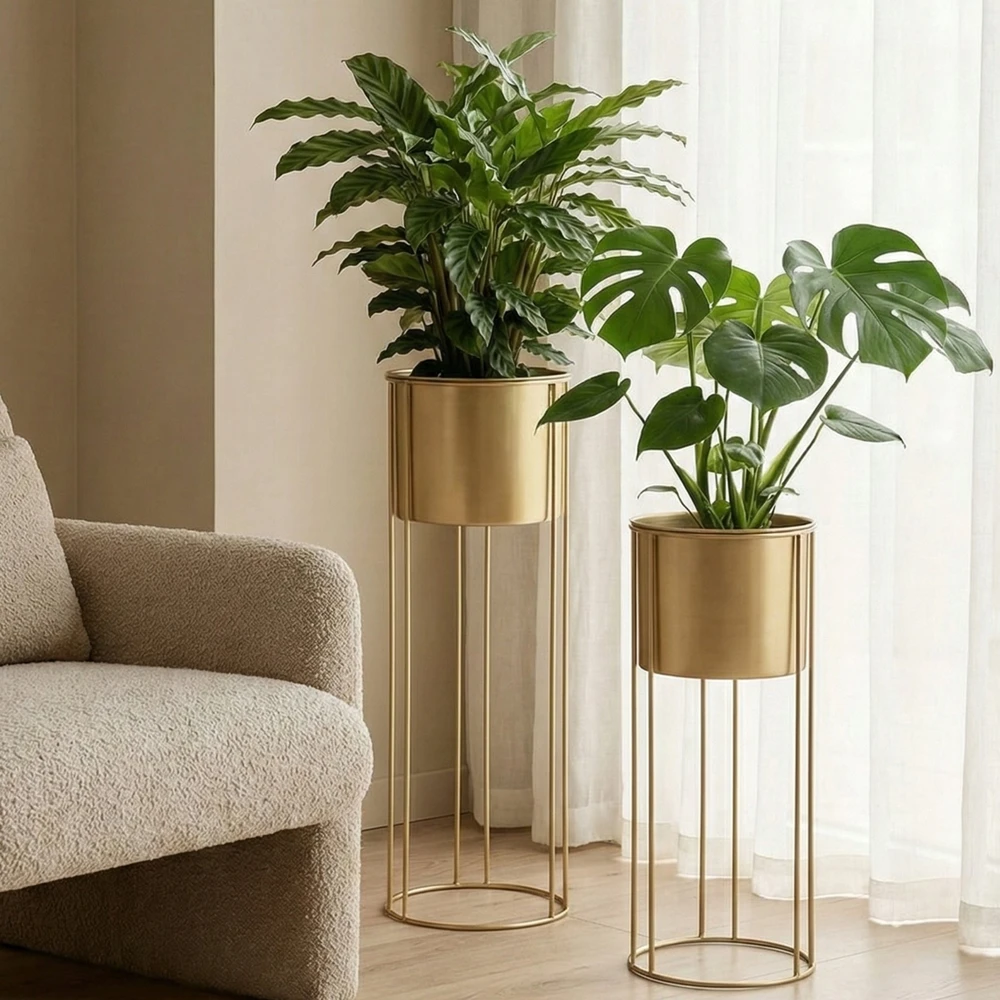Edaxo Auksiniai gėlių stovai glamour OSMOS, 2 vazonėliai