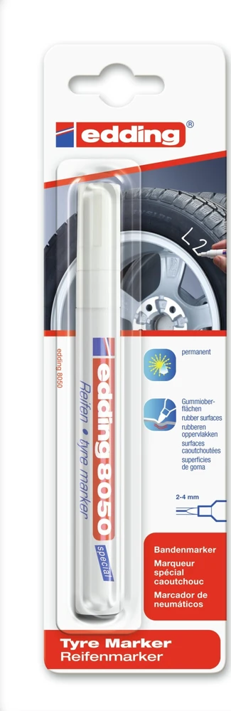 Edding 8050, Baltas, Bullet tip, Multicolour, 2 mm, 4 mm, Cardboard, Glass, Leather, Metal, Plastic, Wood