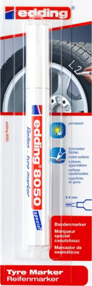 Edding 8050, Baltas, Bullet tip, Multicolour, 2 mm, 4 mm, Cardboard, Glass, Leather, Metal, Plastic, Wood