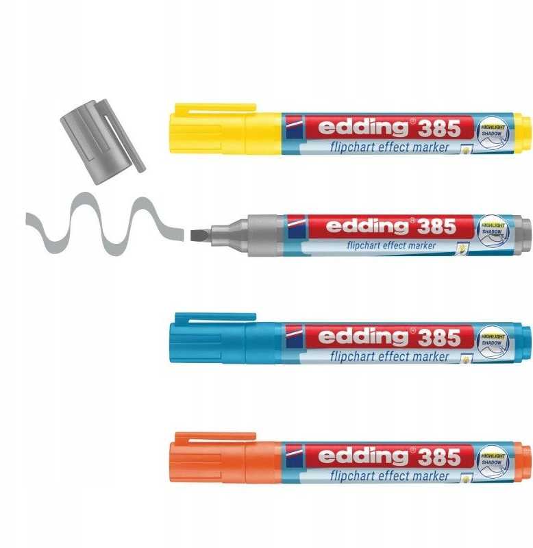 Edding Markeris flipčartų efektams e-385 EDDING, 4 vnt., mišrios spalvos