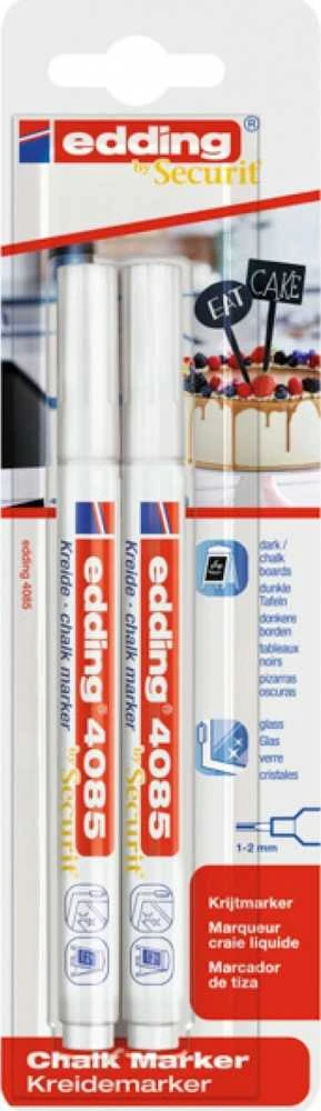 Edding Marker kredowy e-4085 EDDING, 1-2 mm, blister, 2 vnt., balta