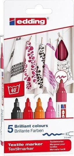 edding - 4500 Tekstilės žymeklių rinkinys, 5 vnt. Šiltos spalvos - (706825)