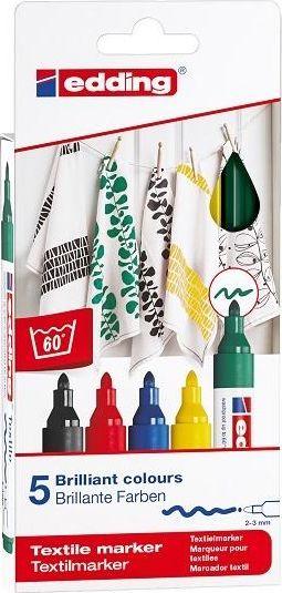 Basic edding - 4500 Tekstilės žymeklių rinkinys 5 vnt., Pagrindinės spalvos - (706716)