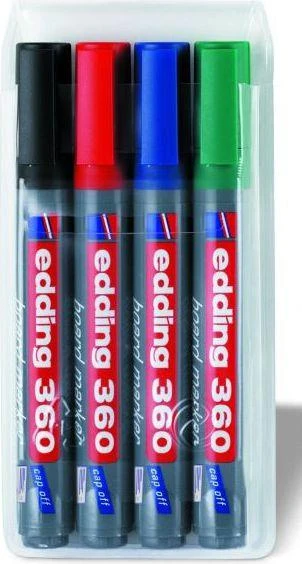 Povl Klitgaard Co Žymeklių baltai lentai rinkinys Edding 360, 1.5-3mm, apvaliu galiuku, 4 spalvos