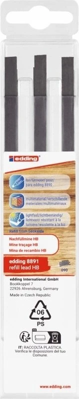 Edding Pakaitiniai užpildai e-8891 EDDING, e-8890 pieštukui, HB, 6 vnt.