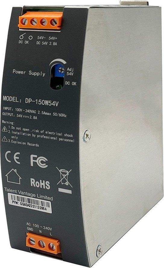 Šakotuvas Edimax 150W/54V pramoninis DIN bėgio maitinimo šaltinis