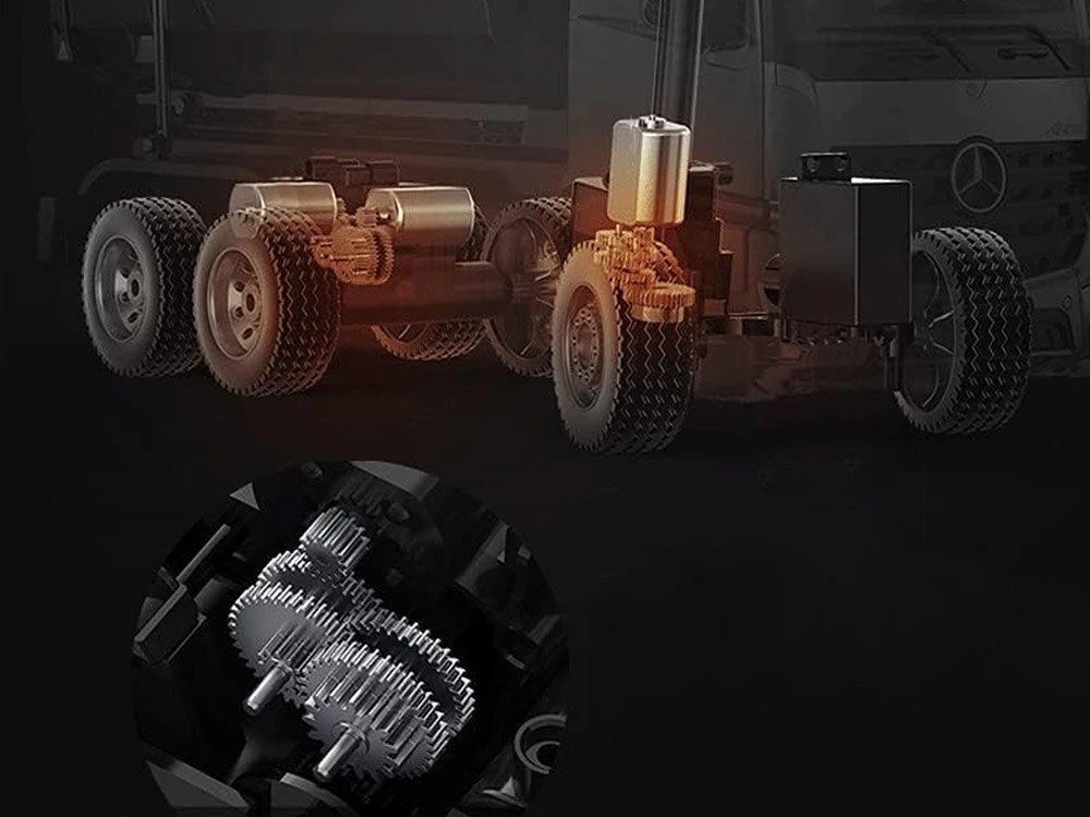Mercedes Arocs METAL vairuojamas savivartis EE su puspriekabe 1:20 RC0667