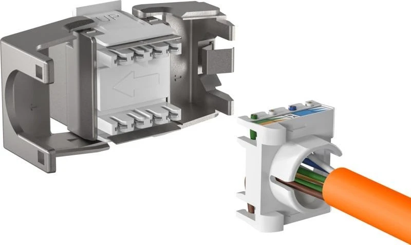 Efb Elektronik EFB Cat6a STP Shortbody Keystone modulis su metaliniu prievado dangteliu