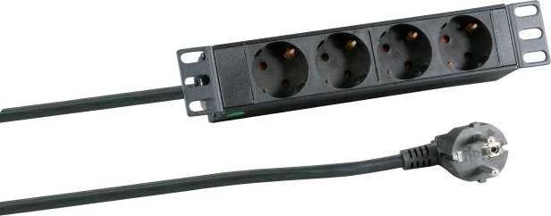 EFB EFB 10'' 1HE Steckdosenleiste 4xCEE 7/3 be Schalter,Alu,sw