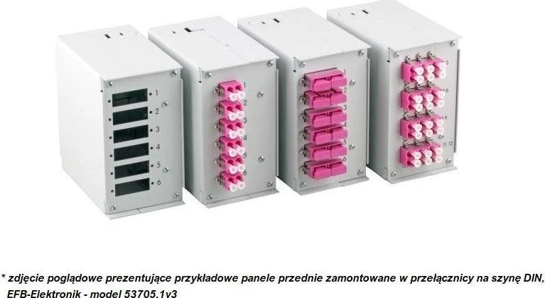 Efb Elektronik EFB 53705.3v2b Priekinis skydelis DIN bėgelio paskirstymo dėžutei 53705.1v3, 6x SC Simp/LC Dupl