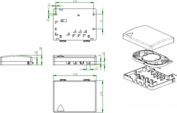 EFB Lizdas kliento FTTH vidinis sieninis šviestuvas, skirtas 4 SC Simplex/LC Duplex IP20 šviestuvams