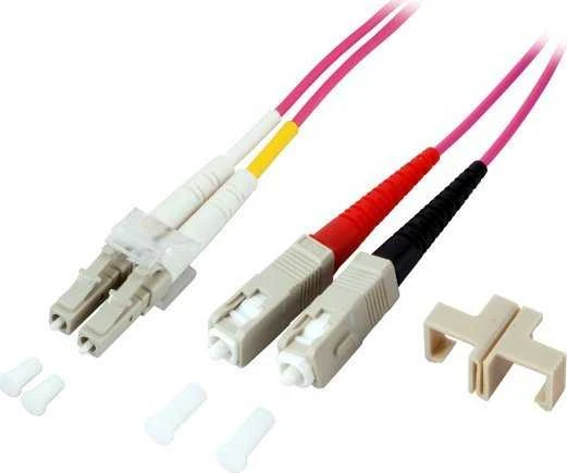 EFB EFB LWL Kabelis Duplex Jumper LC-SC 50/125 OM4 1 Meter LSZH Halogenfrei erika violett 2.0mm geprueft mit Messprotokoll