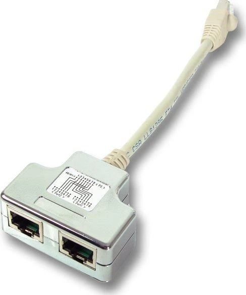 RJ45 T-adapteris su laidu