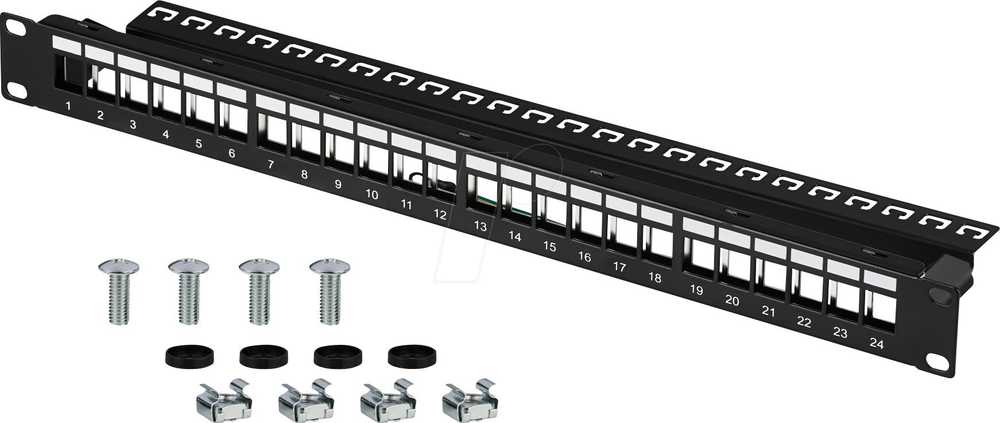 Efb Elektronik EFB EFB Verteilerfeld Patchpanel 48,26cm 19Zoll 1HE 24-Port juodas be Keystone
