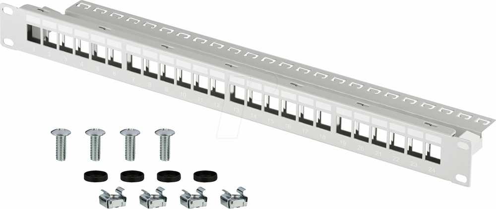 Efb Elektronik EFB EFB Verteilerfeld Patchpanel 48,26cm 19Zoll 1HE 24-Port grau be Keystone