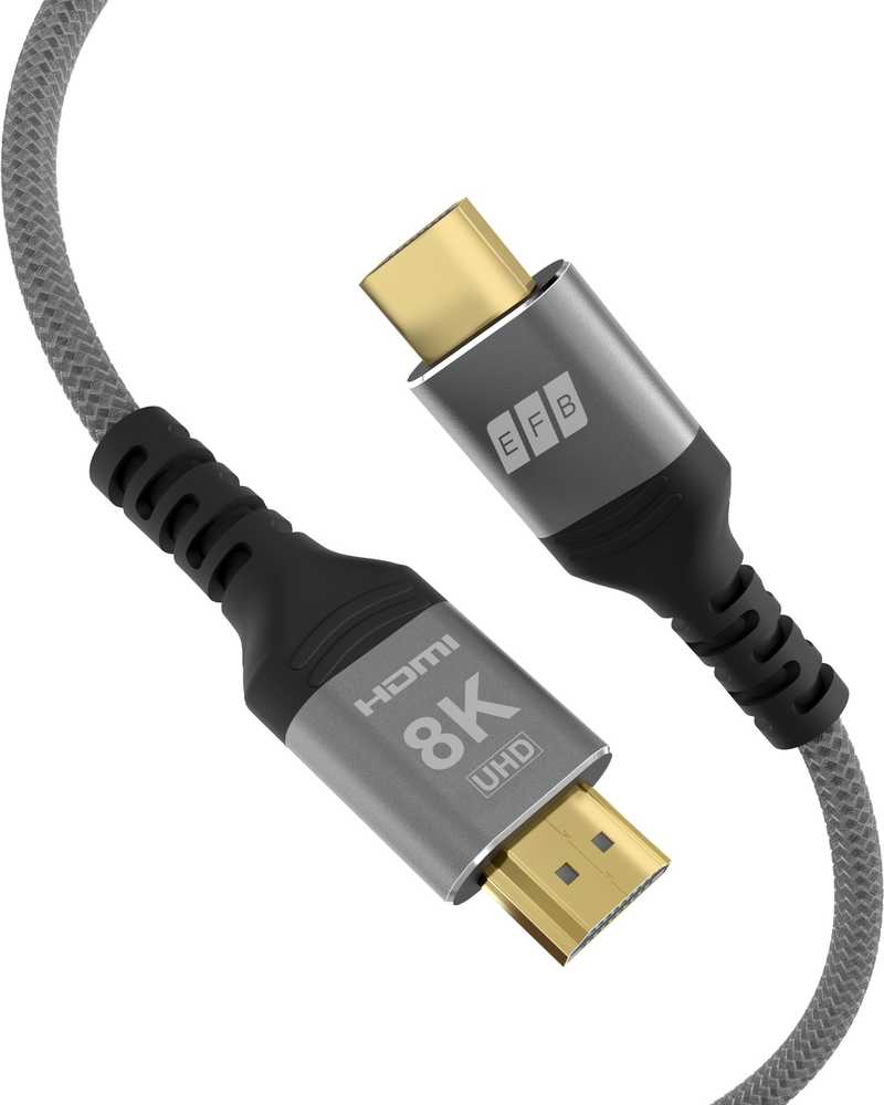 EFB EFB Elektronik HDMI-21-00001 kabelis HDMI 0,5 m HDMI Typu A (Standard) Juodas, Pilka