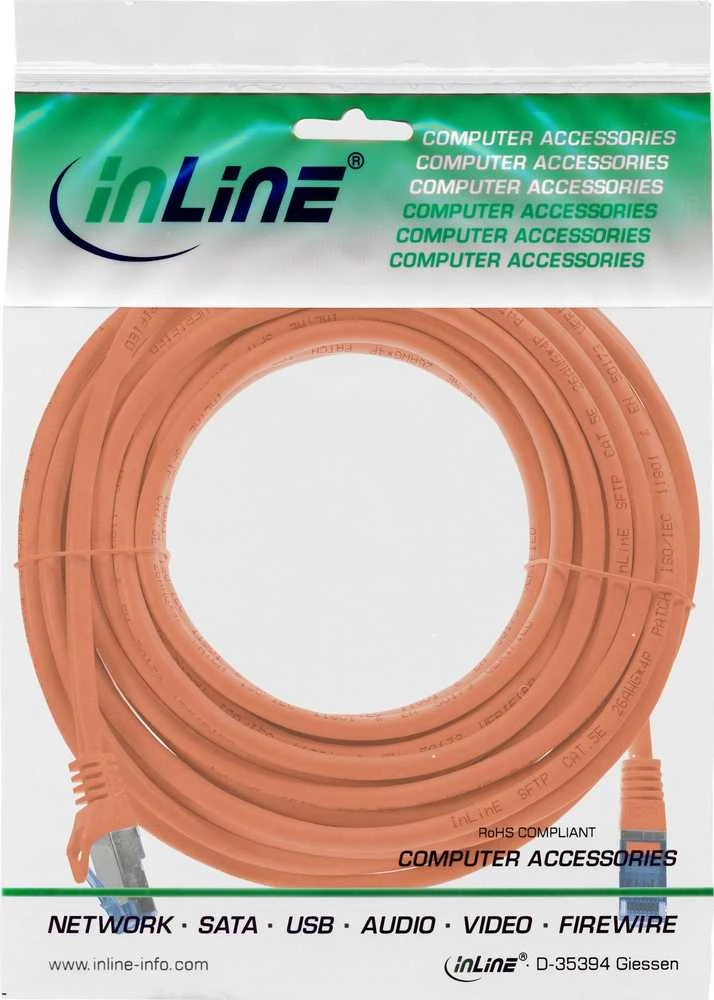 EFB InLine® tinklo kabelis, Cat.6A, S/FTP, TPE (LSZH), CCA, oranžinė, 5m