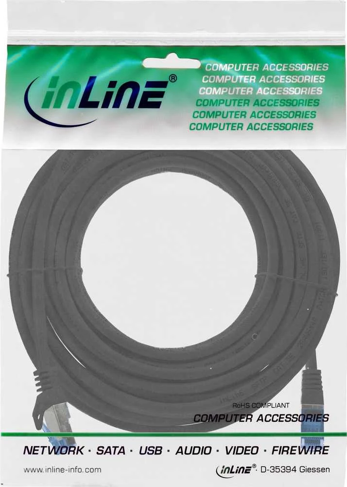 EFB InLine® tinklo kabelis, Cat.6A, S/FTP, TPE (LSZH), CCA, juodas, 5 m