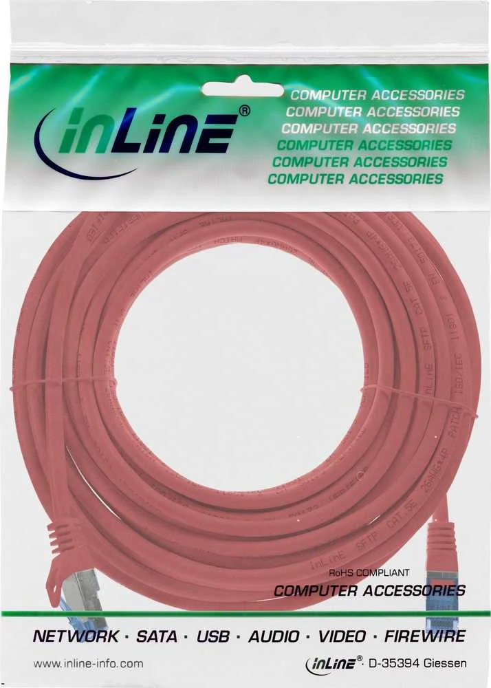 EFB InLine® pataisos kabelis, Cat.6A, S/FTP, TPE (LSZH), CCA, raudonas, 5 m