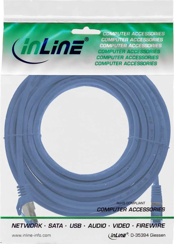 EFB InLine® pataisos kabelis, Cat.6A, S/FTP, TPE (LSZH), CCA, mėlynas, 5 m