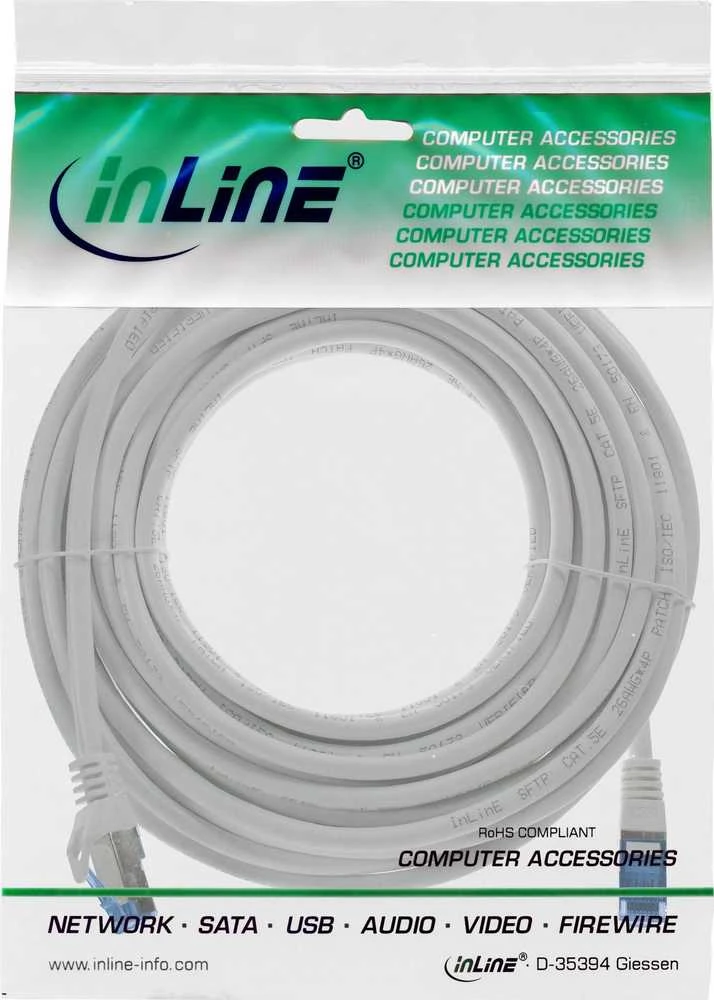 EFB InLine® tinklo kabelis, Cat.6A, S/FTP, TPE (LSZH), CCA, pilka, 7,5 m