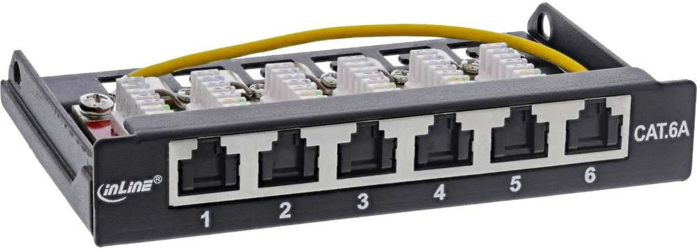 EFB InLine® Cat.6A pataisų laukas 0,5HE 6 vietų, stalas/siena/DIN bėgis juodas nuo dulkių