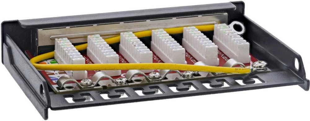 EFB InLine® Cat.6A pataisų laukas 0,5HE 6 vietų, stalas/siena/DIN bėgis juodas nuo dulkių