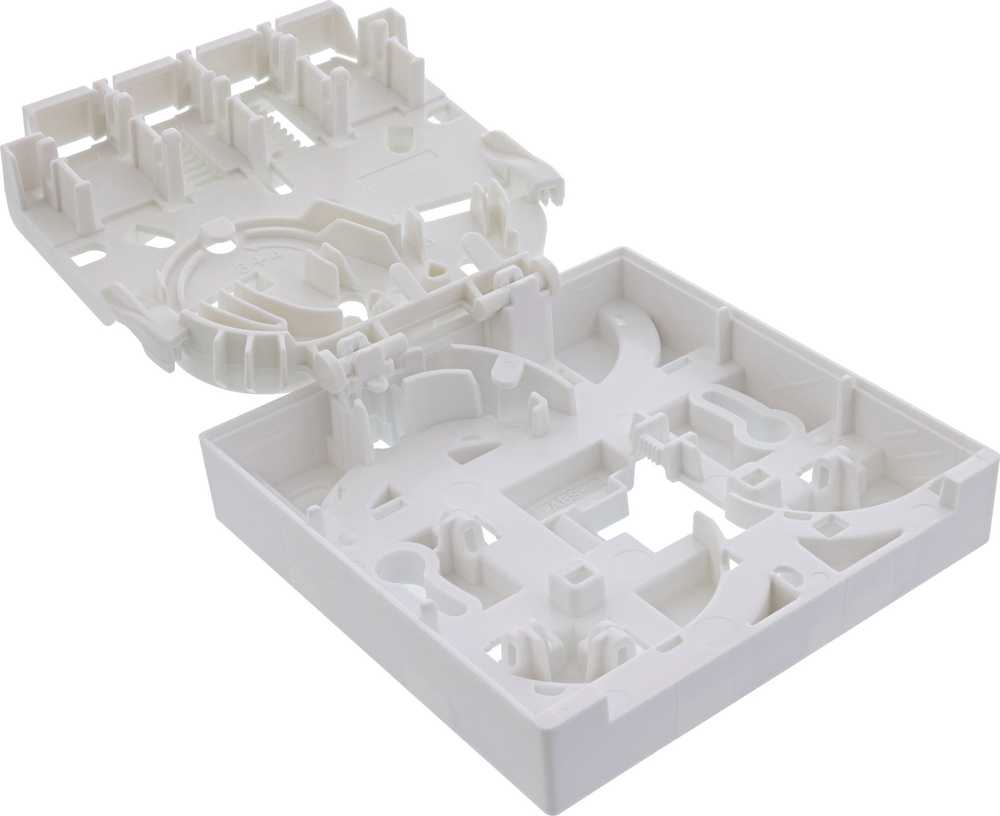 EFB InLine® FTTH tuščia dėžutė iki 4x LC Duplex / 4x SC Simplex, viršutinė 80mm balta