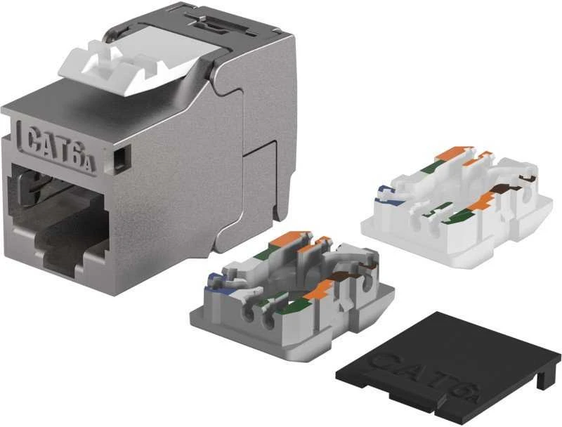 EFB modulis Keystone RJ45 Cat6a STP, plonas, trumpo korpuso, metalinis