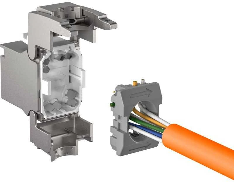 EFB modulis Keystone RJ45 Cat6a STP, plonas, trumpo korpuso, metalinis