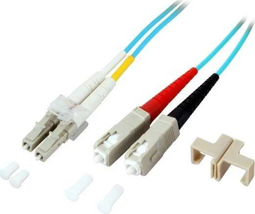Efb Elektronik EFB LWL dvipusis trumpiklis LC-SC 50/125 OM3 1 metro LSZH be halogenų vanduo 2,0 mm, išbandytas su matavimo protokolu