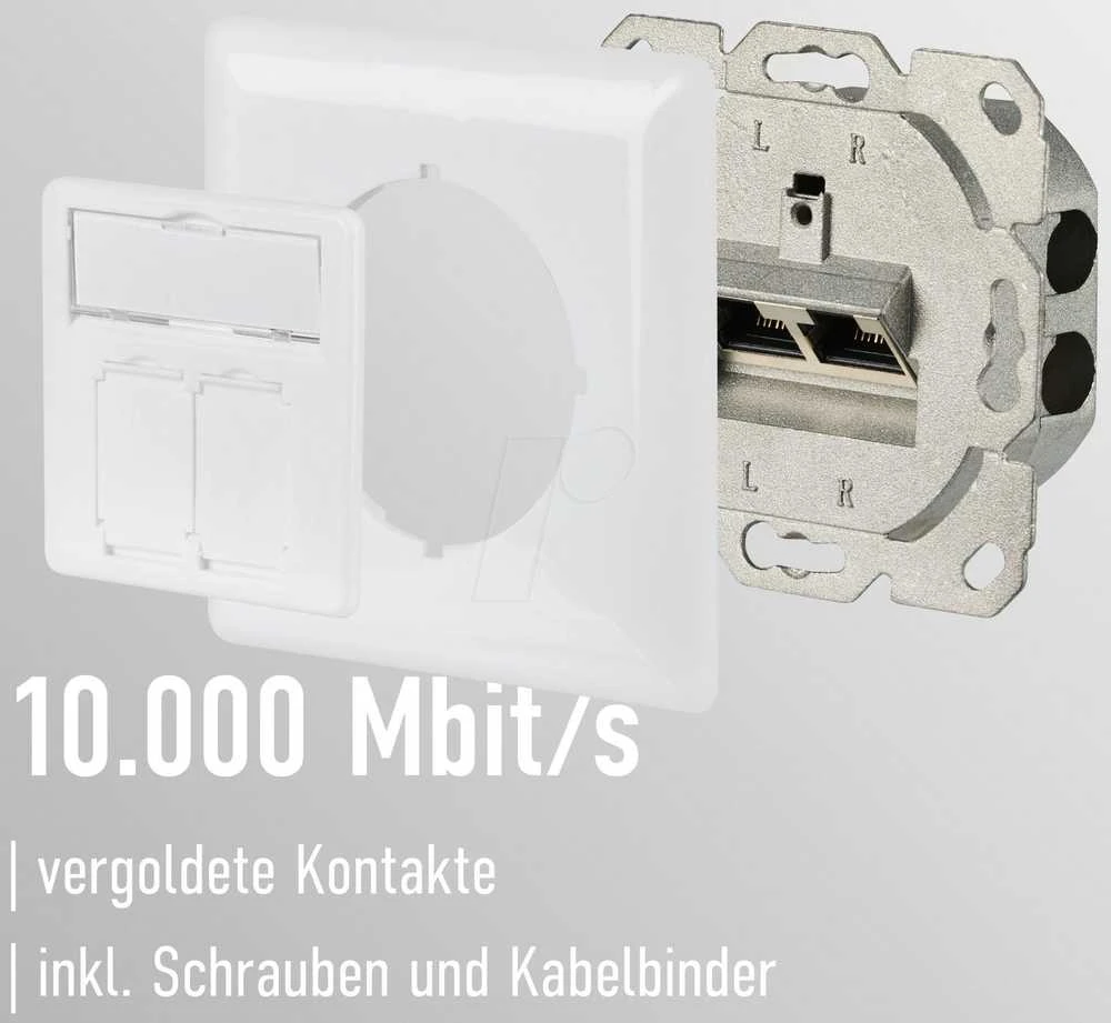 Efb Elektronik M-Cab CAT6A SOCKET FLUSH-MOUNTED RJ45/LSA+ CONNECT Baltas 2-FOLD