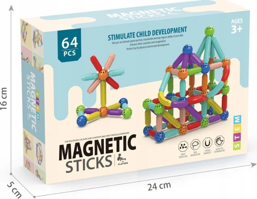 Egaleco L73G4 Kaladėlės MAGNETYCZNE DUŻE 64SZT.PRO