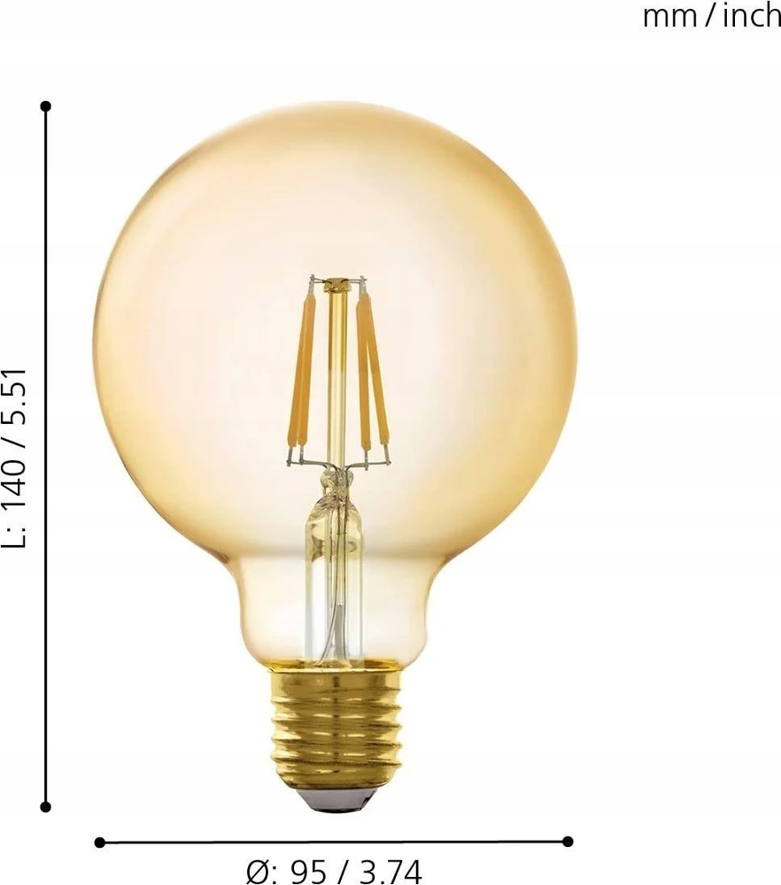 EGLO 12224, 4.9 W, 42 W, E27, 500 lm, 20000 h, Warm baltas