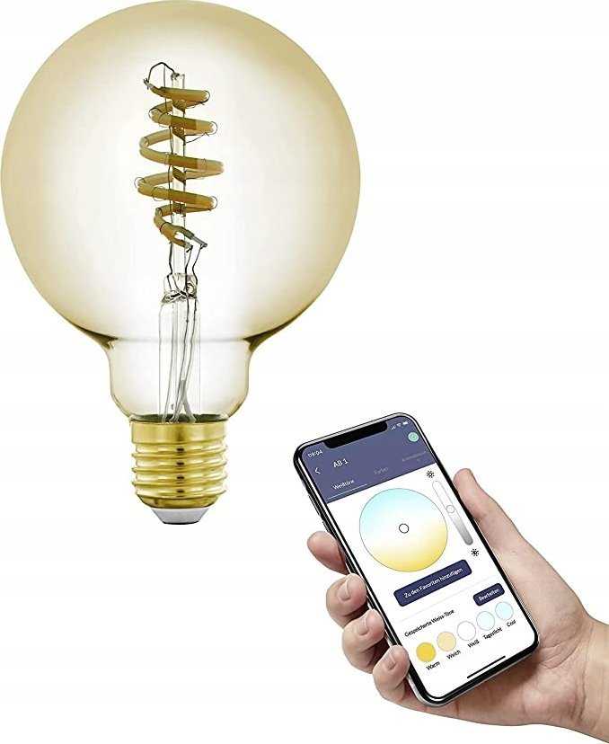 EGLO - E27 G95 spiralinė LED lemputė - gintaro spalvos - reguliuojamo baltumo - Zigbee ir Bluetooth