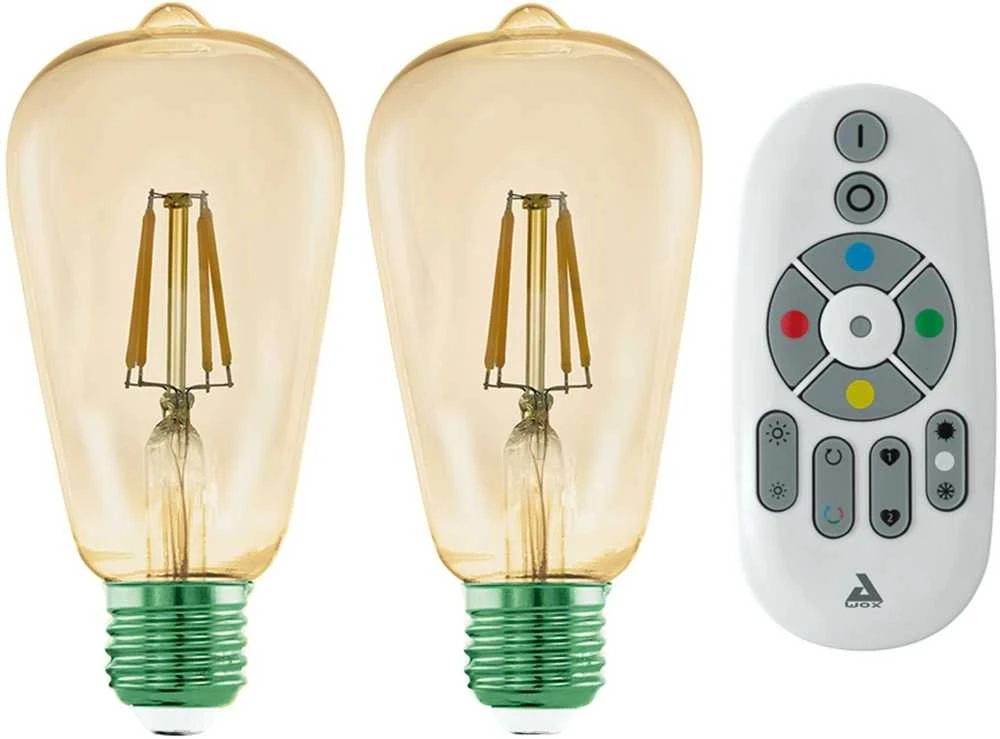 EGLO - 2 x E27 ST64 gintaro spalvos išmaniųjų lempučių rinkinys - Zigbee ir Bluetooth